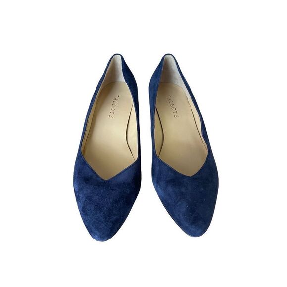 Talbots Womens Indigo Blue Suede Slip On Laney Wedge Heels Pump Shoes Size 7.5M - Picture 10 of 11